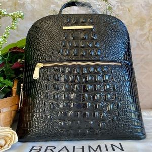 🌹🌹GORGEOUS BLACK CROC *FELICITY* BRAHMIN BACKPACK NWT
